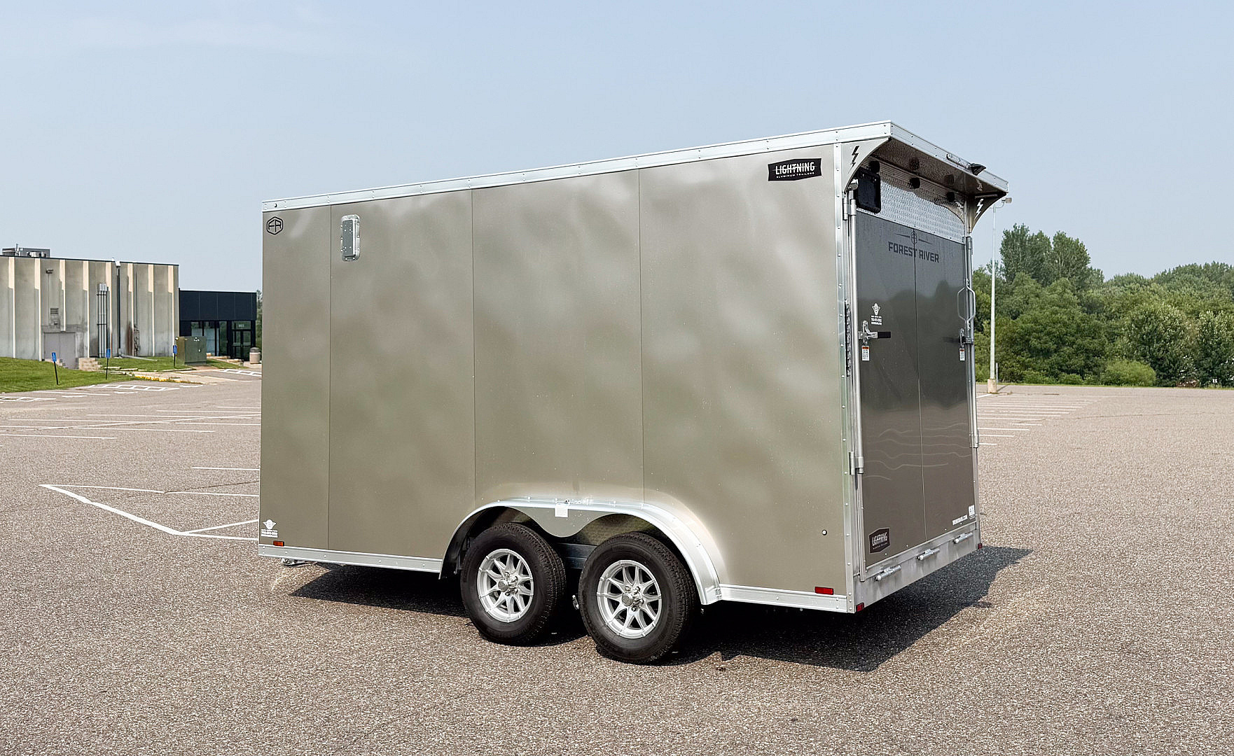 New Lightning 7.5x14 Aluminum Enclosed Trailer - Rear ramp door!