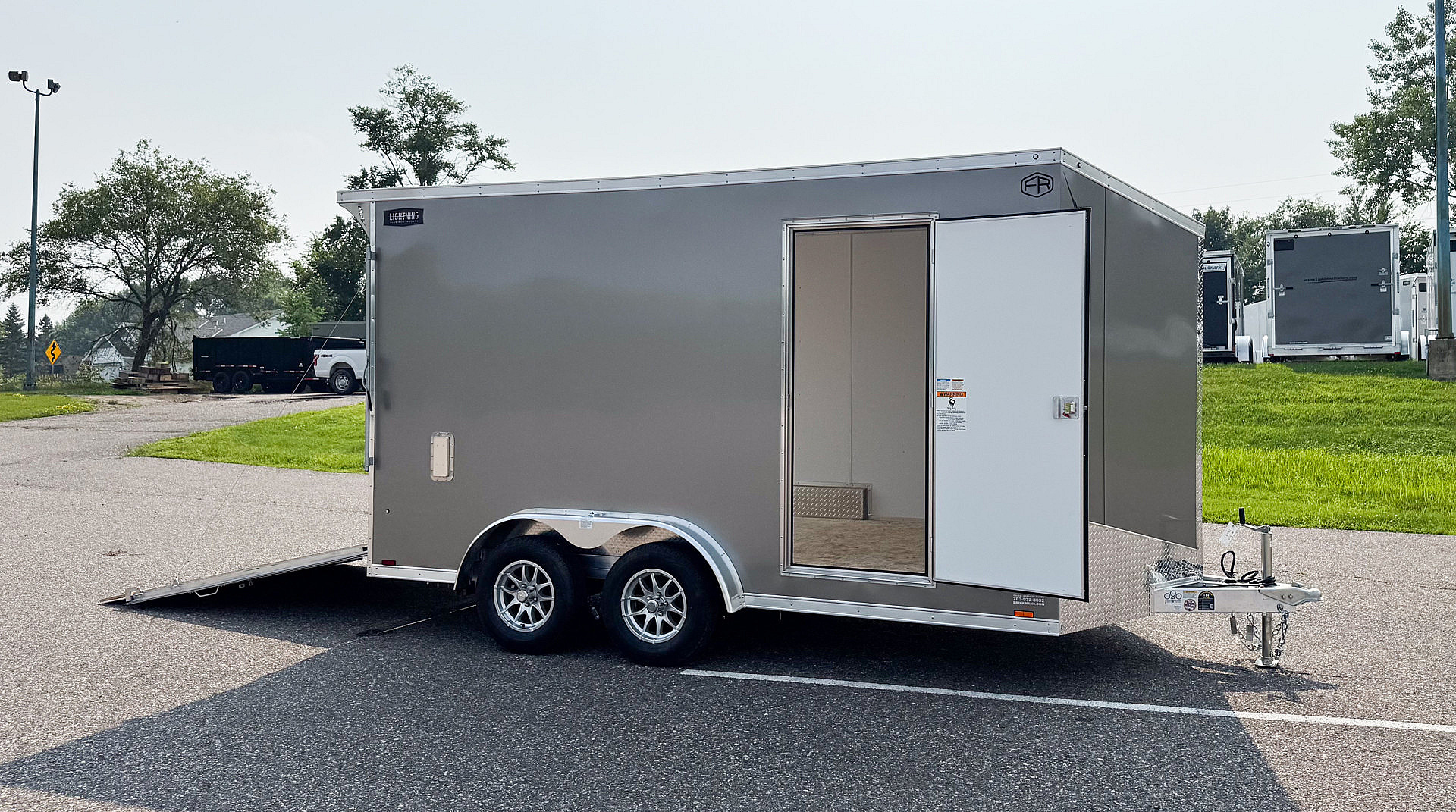 New Lightning 7.5x14 Aluminum Enclosed Trailer - Rear ramp door!