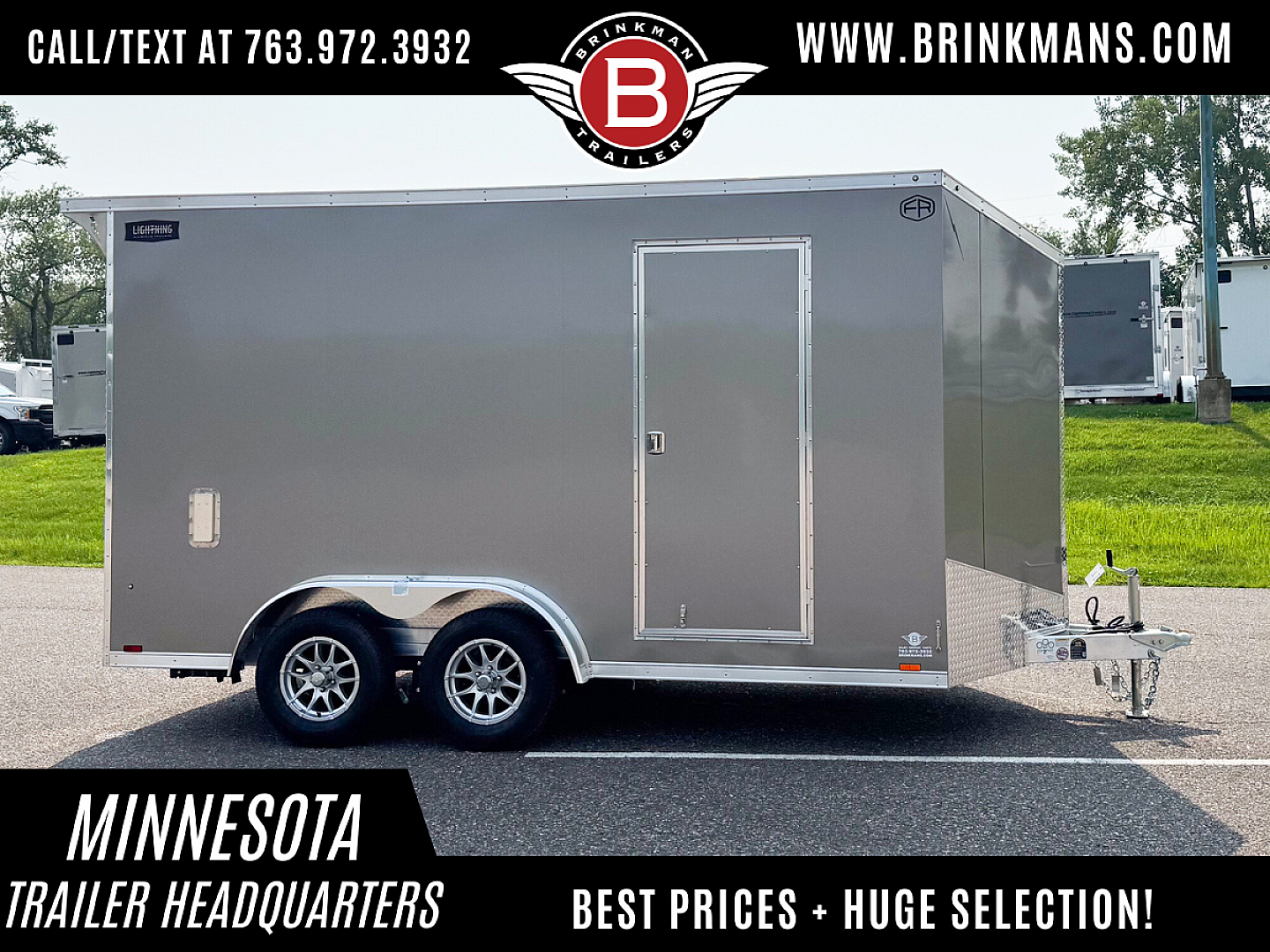 New Lightning 7.5x14 Aluminum Enclosed Trailer - Rear ramp door!