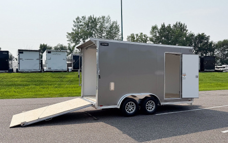 New Lightning 7.5x14 Aluminum Enclosed Trailer - Rear ramp door!