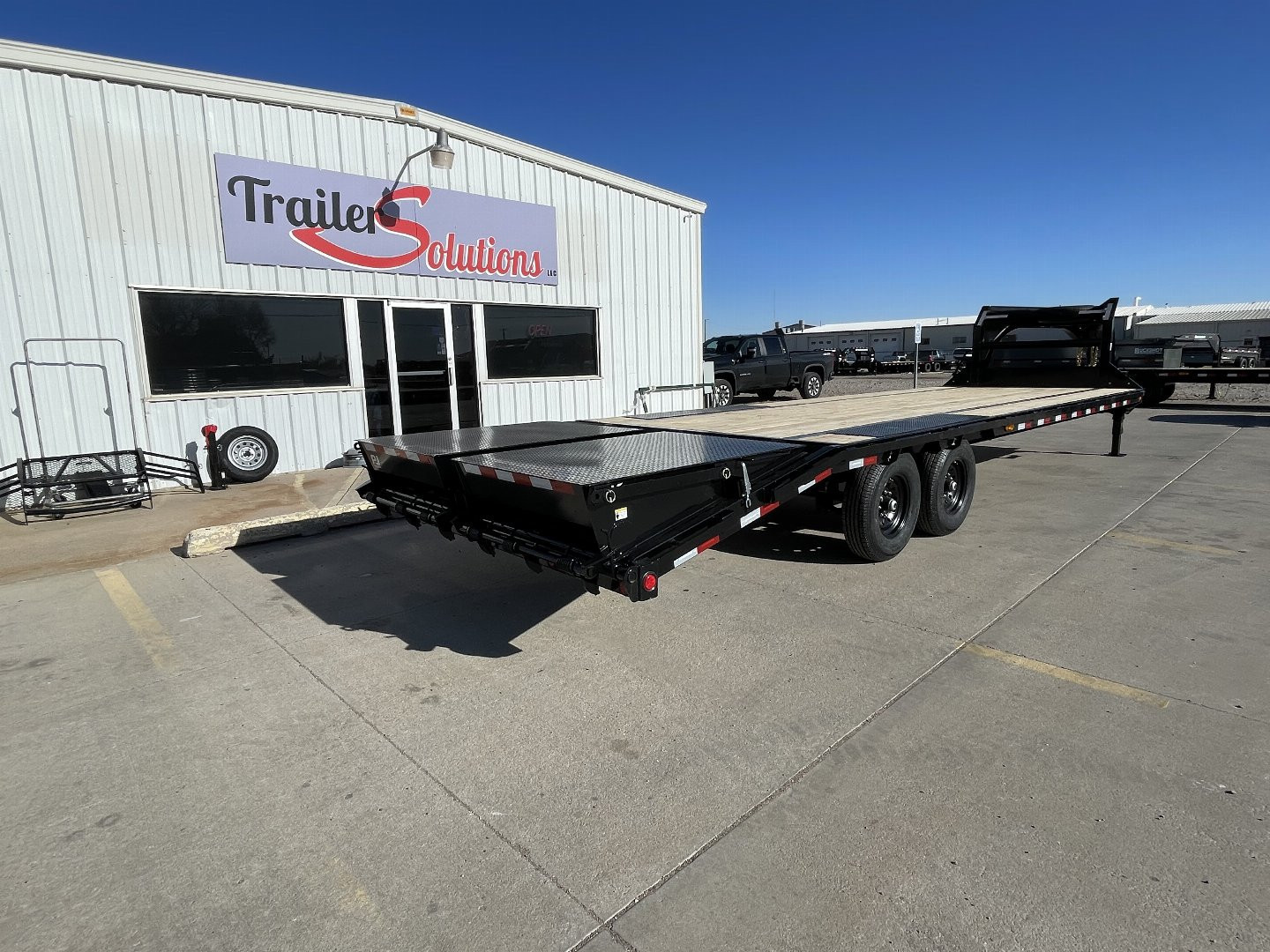 New 2026 PJ Trailers 28' X 102" Flatdeck 5' Dovetail With Monster Ramps Flatbed Trailer