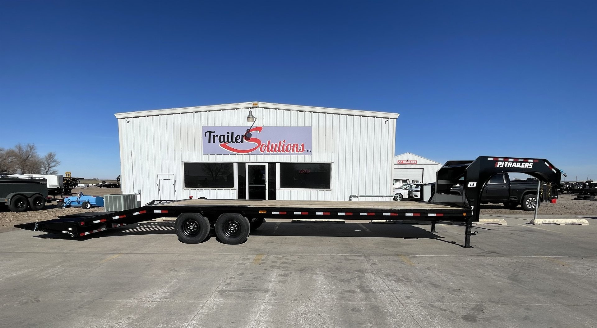 New 2026 PJ Trailers 28' X 102" Flatdeck 5' Dovetail With Monster Ramps Flatbed Trailer