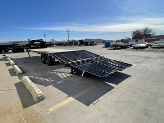 New 2026 PJ Trailers 28' X 102" Flatdeck 5' Dovetail With Monster Ramps Flatbed Trailer