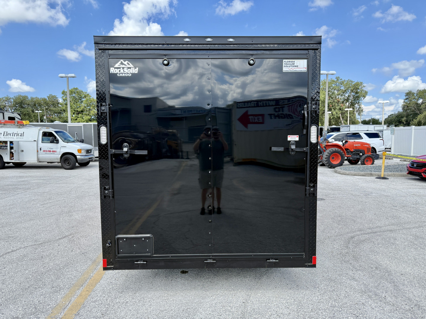 New 2026 Rock Solid Cargo 7x14 Rear Ramp Door 7K Orange & Black Polycore Black Out PKG Cargo / Enclosed Trailer