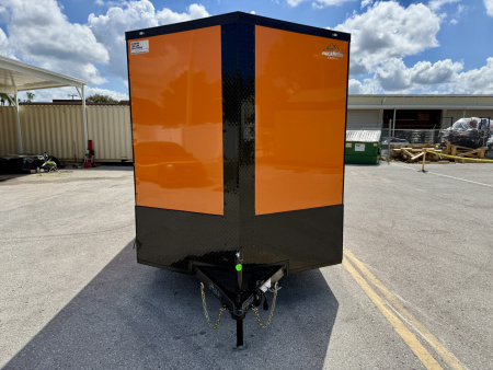 New 2026 Rock Solid Cargo 7x14 Rear Ramp Door 7K Orange & Black Polycore Black Out PKG Cargo / Enclosed Trailer