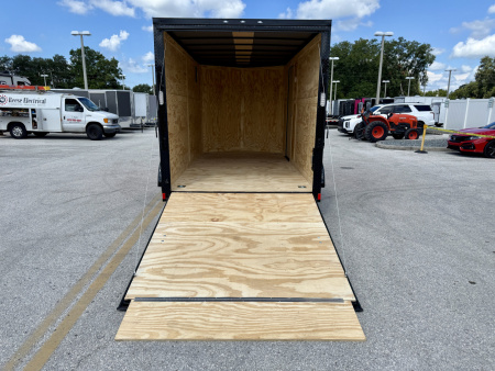 New 2026 Rock Solid Cargo 7x14 Rear Ramp Door 7K Orange & Black Polycore Black Out PKG Cargo / Enclosed Trailer