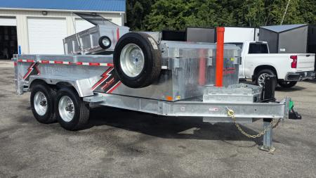 New 82 X 14 GALVANIZED DUMP 8 K AXLES HYDRAULIC JACK WIRELESS REMOTE SPARE TIRE INCLUDED 2027 TRIUMPH