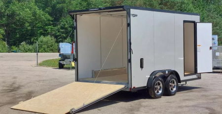 New 7.5 X 14 CARGO ENCLOSED REAR RAMP DOOR TANDEM AXLE ALL ALUMINUM LIGHTNING