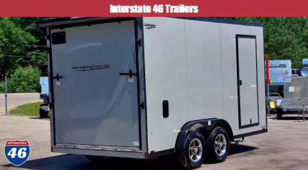 New 7.5 X 14 CARGO ENCLOSED REAR RAMP DOOR TANDEM AXLE ALL ALUMINUM LIGHTNING
