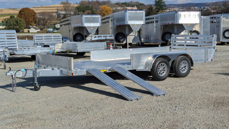 New 2026 Aluma 6'9  x 18 SR Utility Trailer w/ Side Ramps, Solid Rear Sides & Bi-Fold Gate