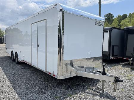 New 2026 Haulmark 32 EDGE ALUMINUM Race Trailer, Sportsman Plus PKG, Premium Escape Door, White PolyCor, 14K GVWR