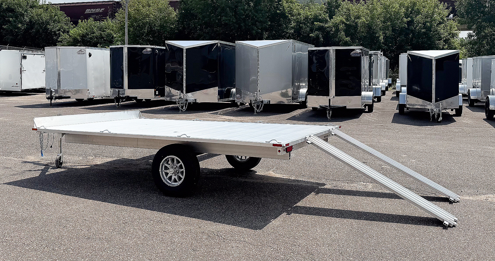 New 2026 Aluma 88X12 Utility Trailer w/ 2 Place Ramps!