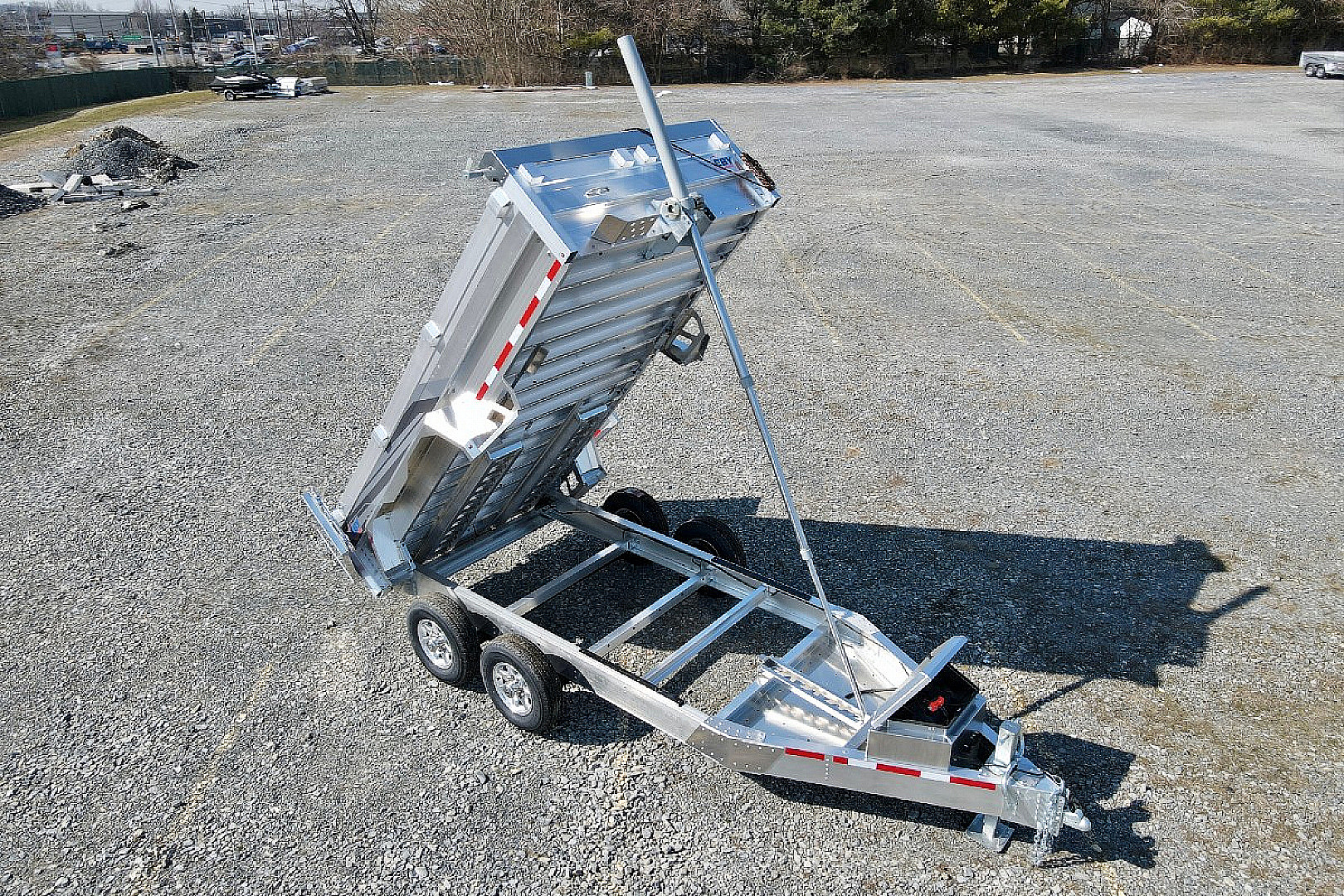 New 2025 EBY 6'10" x 14 HD ALL ALUMINUM Equipment Dump Trailer w/ Barn Doors