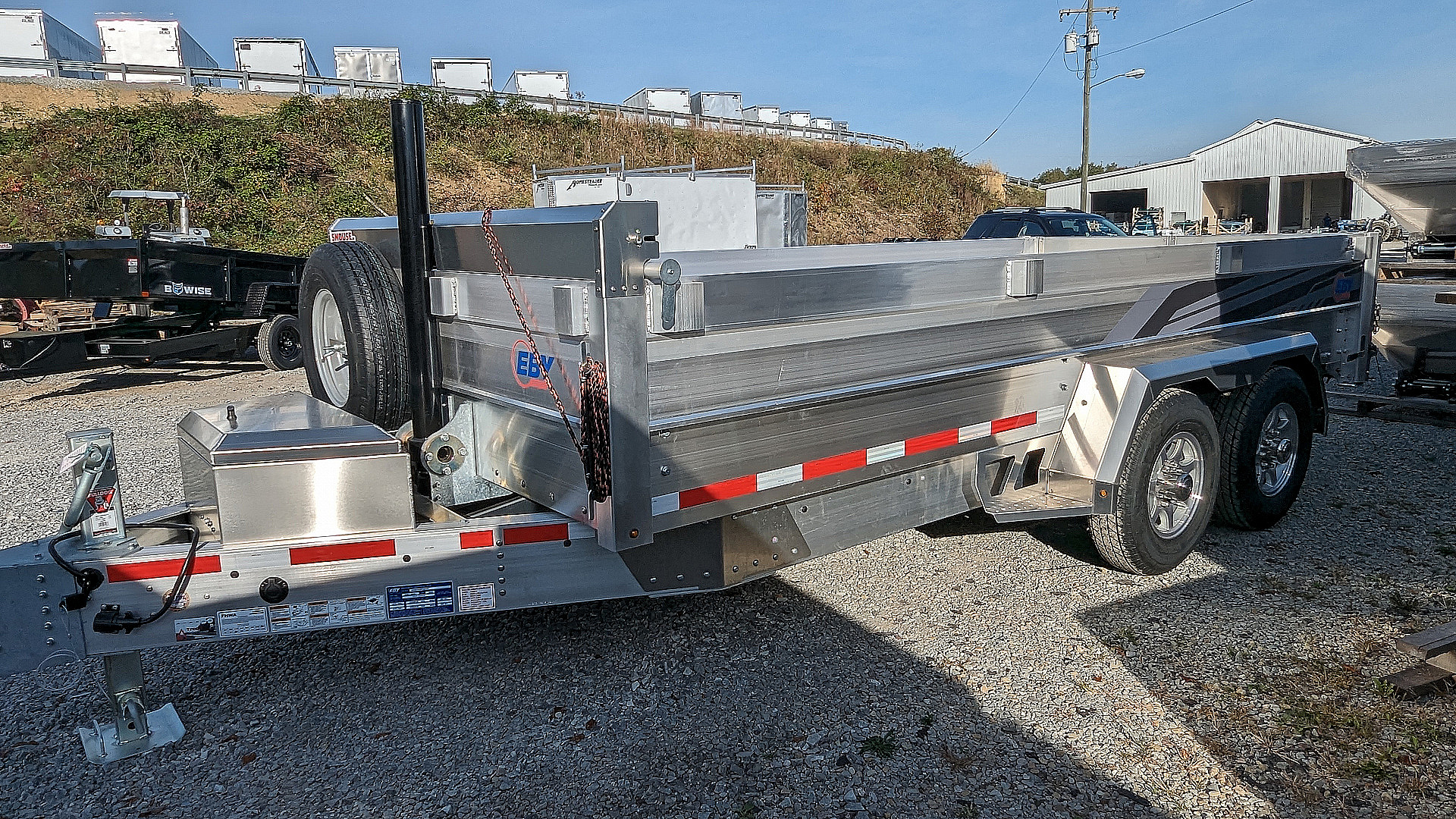 New 2025 EBY 6'10" x 14 HD ALL ALUMINUM Equipment Dump Trailer w/ Barn Doors