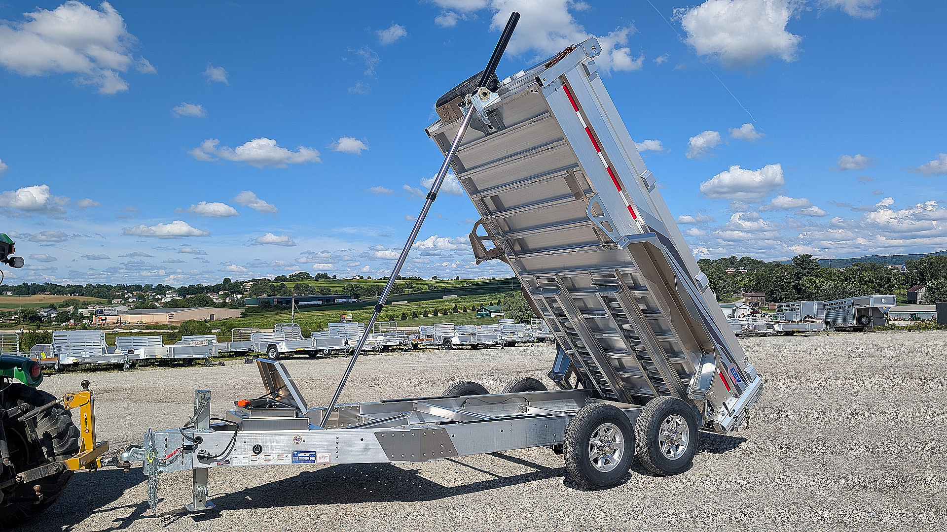 New 2025 EBY 6'10" x 14 HD ALL ALUMINUM Equipment Dump Trailer w/ Barn Doors