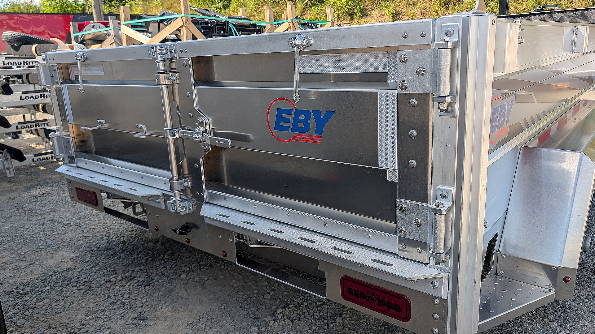 New 2025 EBY 6'10" x 14 HD ALL ALUMINUM Equipment Dump Trailer w/ Barn Doors