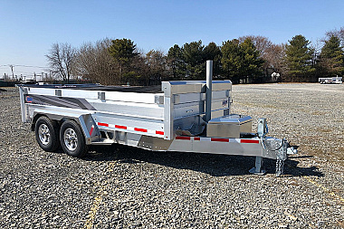 New 2025 EBY 6'10" x 14 HD ALL ALUMINUM Equipment Dump Trailer w/ Barn Doors
