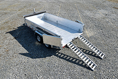 New 2025 EBY 6'10" x 14 HD ALL ALUMINUM Equipment Dump Trailer w/ Barn Doors