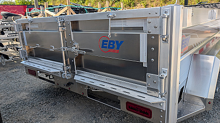 New 2025 EBY 6'10" x 14 HD ALL ALUMINUM Equipment Dump Trailer w/ Barn Doors