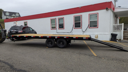 New 2026 CAM Superline 20' General Duty Flat Deck Deckover w/ 8' Underbody Ramps