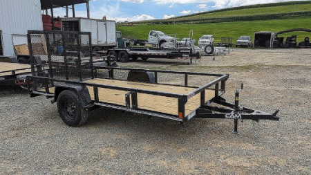 New 2025 CAM SUPERLINE 7x12 Tubular Top Rail Utility Trailer w/ Spring Assist Gate