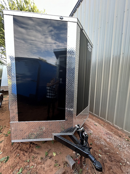 New 2025 Family Trailer 7x14 Tandem Axles Cargo / Enclosed Trailer-ScrewlessExterior-RearSpoiler