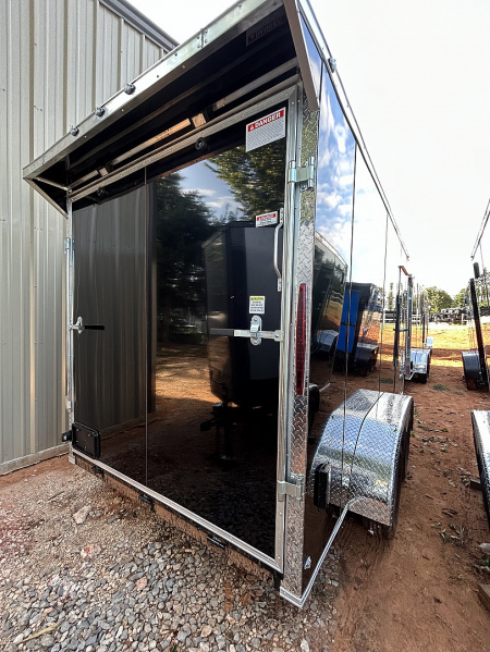 New 2025 Family Trailer 7x14 Tandem Axles Cargo / Enclosed Trailer-ScrewlessExterior-RearSpoiler