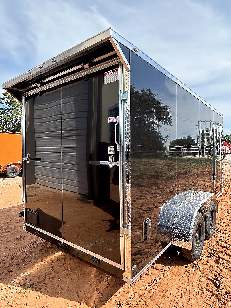 New 2025 Family Trailer 7x16 Tandem Axles Cargo / Enclosed Trailer-ScrewlessExterior-RearSpoiler