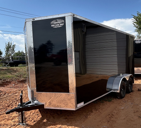 New 2025 Family Trailer 7x16 Tandem Axles Cargo / Enclosed Trailer-ScrewlessExterior-RearSpoiler