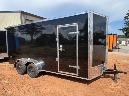 New 2025 Family Trailer 7x16 Tandem Axles Cargo / Enclosed Trailer-ScrewlessExterior-RearSpoiler