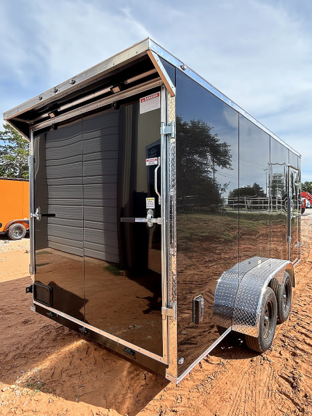 New 2025 Family Trailer 7x16 Tandem Axles Cargo / Enclosed Trailer-ScrewlessExterior-RearSpoiler