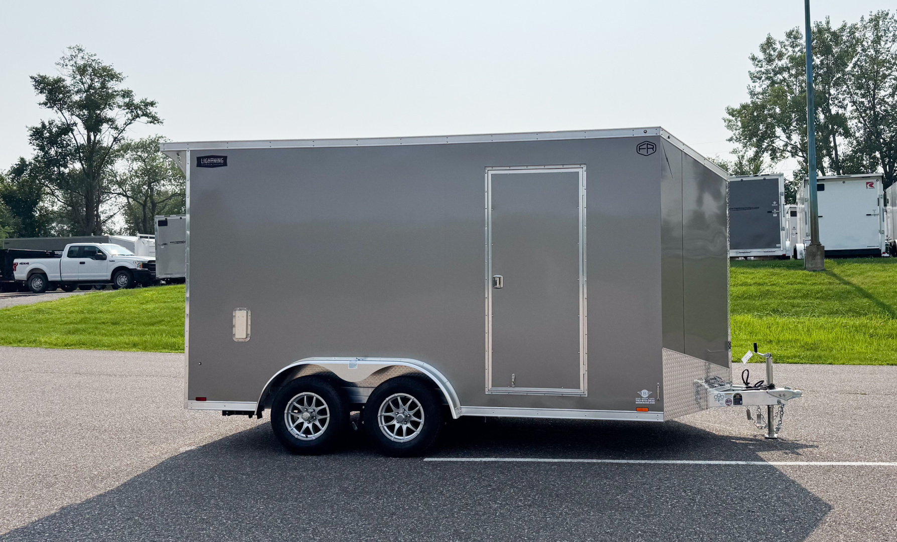 New Lightning 7.5x14 Aluminum Enclosed Trailer - Rear ramp door!