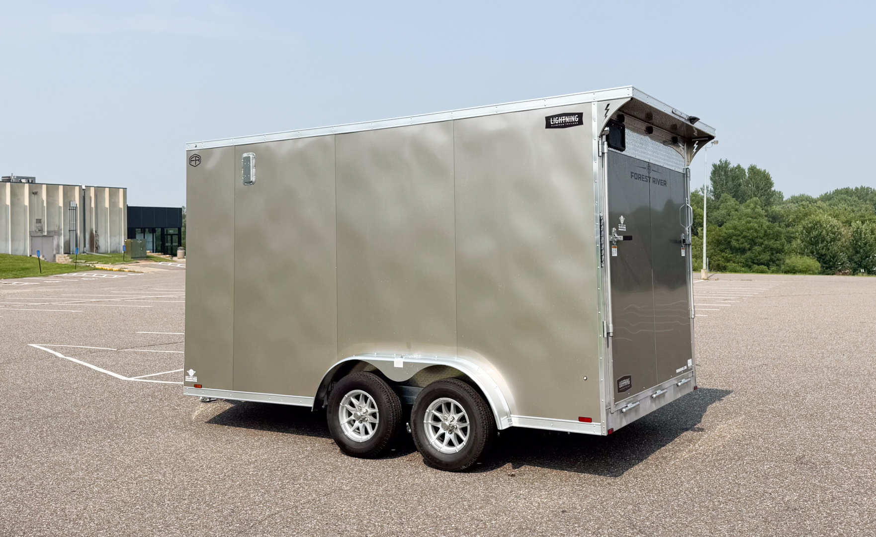 New Lightning 7.5x14 Aluminum Enclosed Trailer - Rear ramp door!