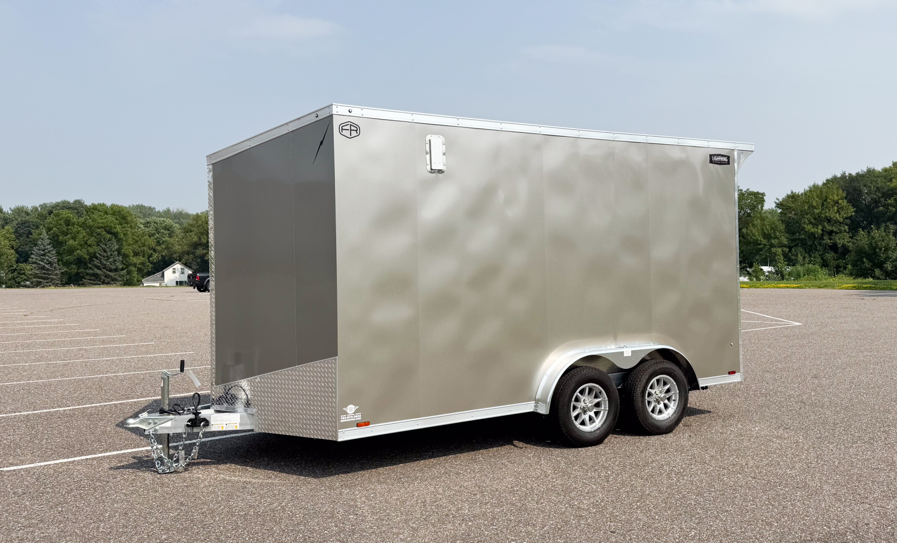 New Lightning 7.5x14 Aluminum Enclosed Trailer - Rear ramp door!