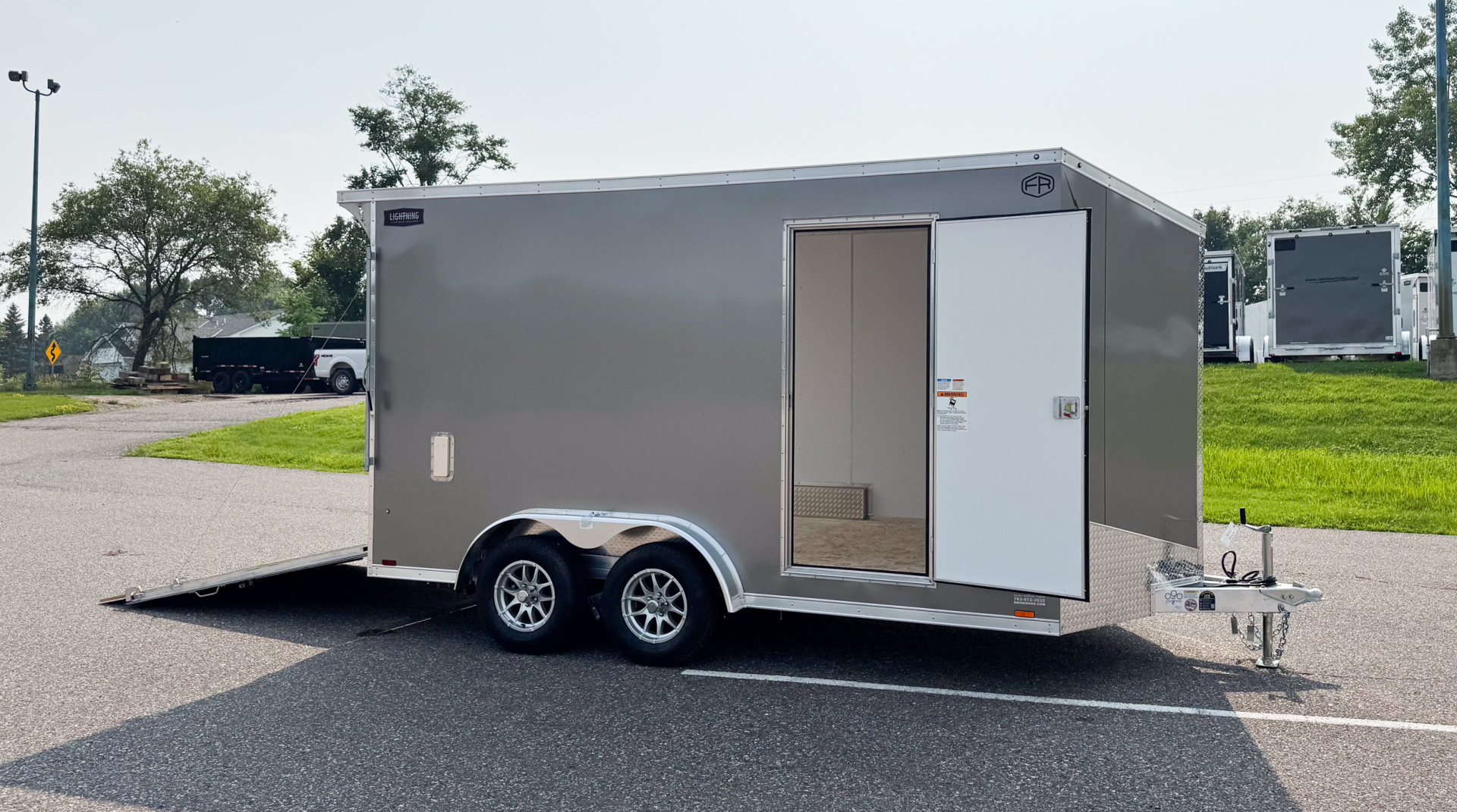 New Lightning 7.5x14 Aluminum Enclosed Trailer - Rear ramp door!