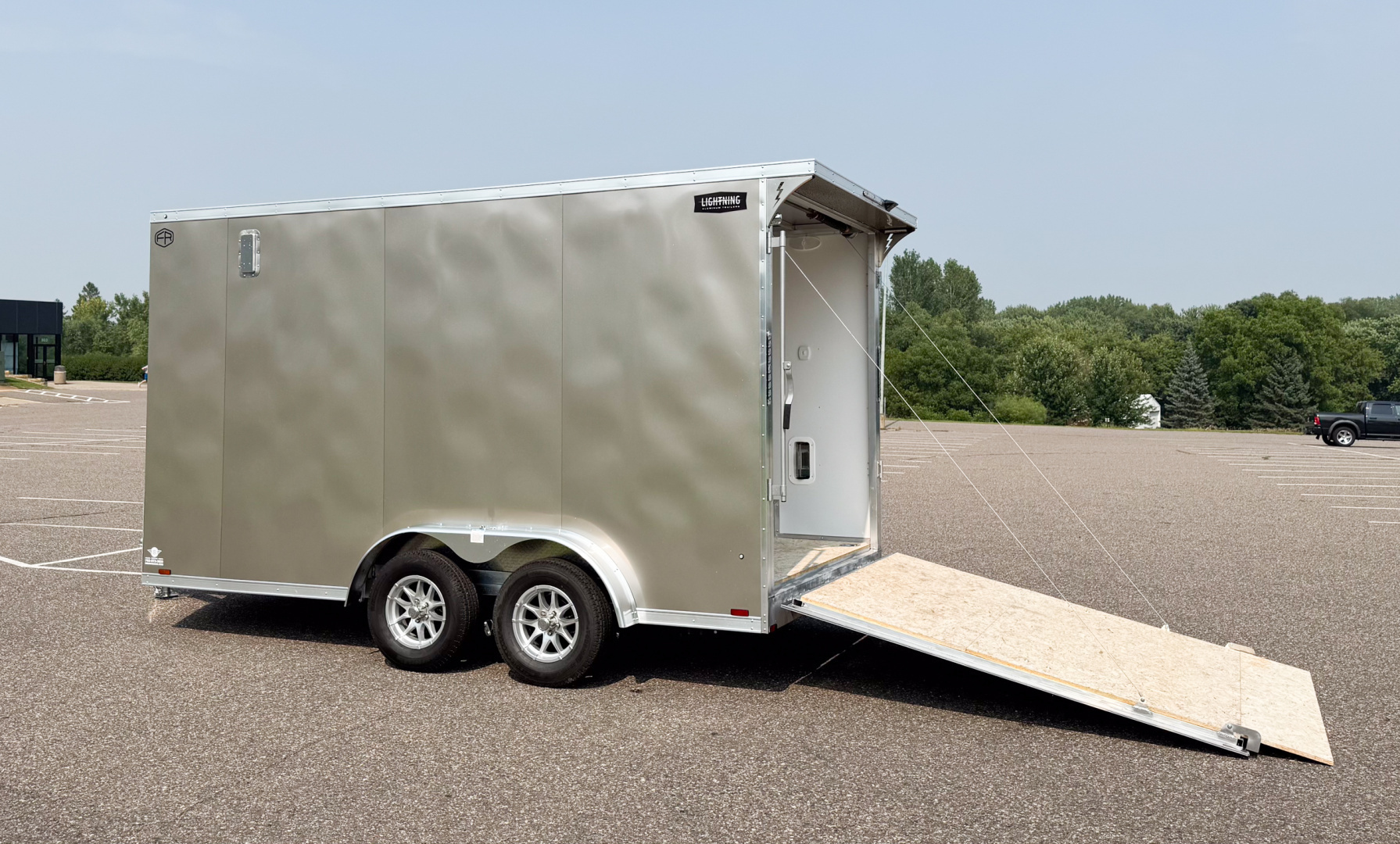 New Lightning 7.5x14 Aluminum Enclosed Trailer - Rear ramp door!