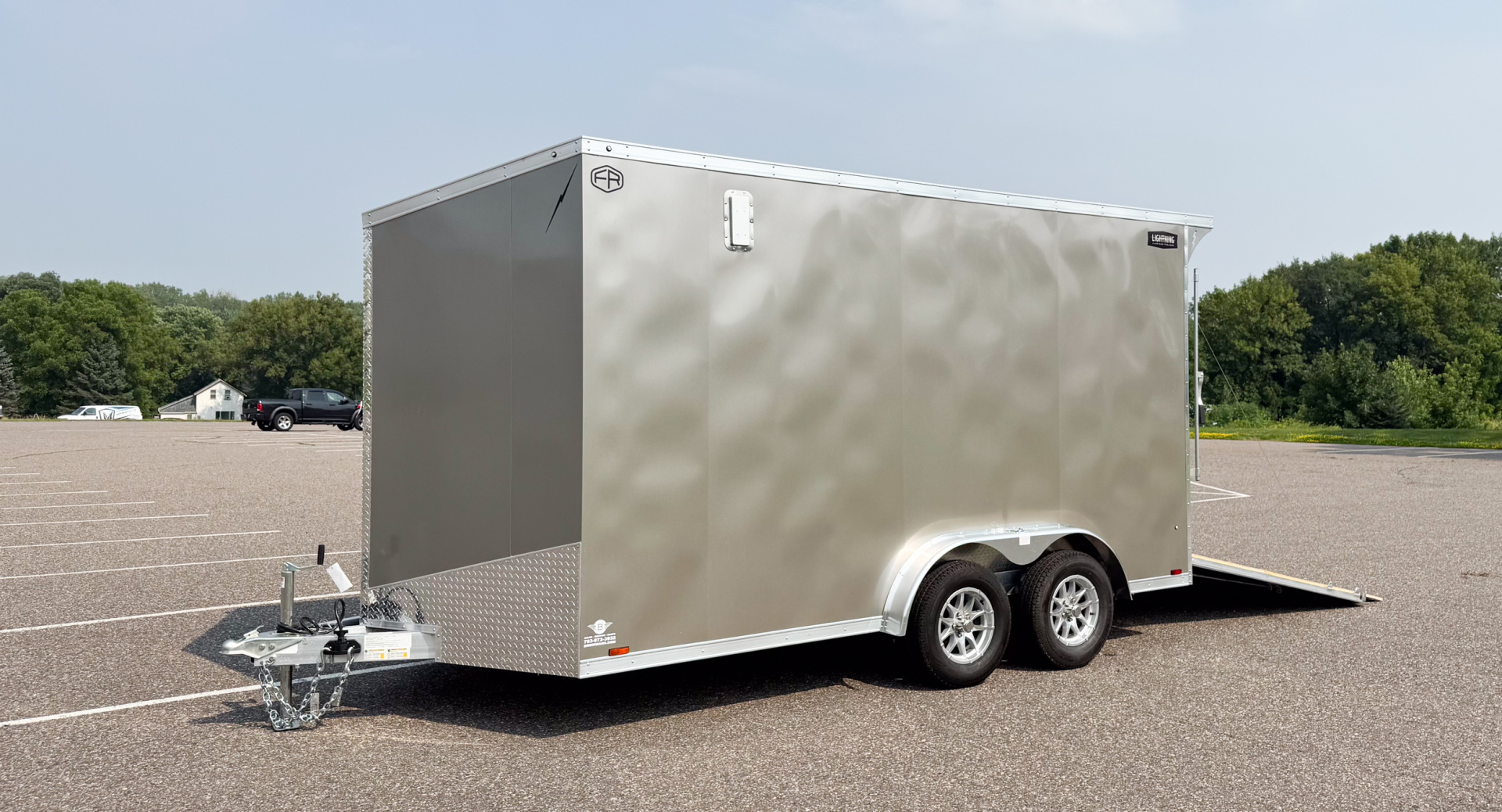 New Lightning 7.5x14 Aluminum Enclosed Trailer - Rear ramp door!