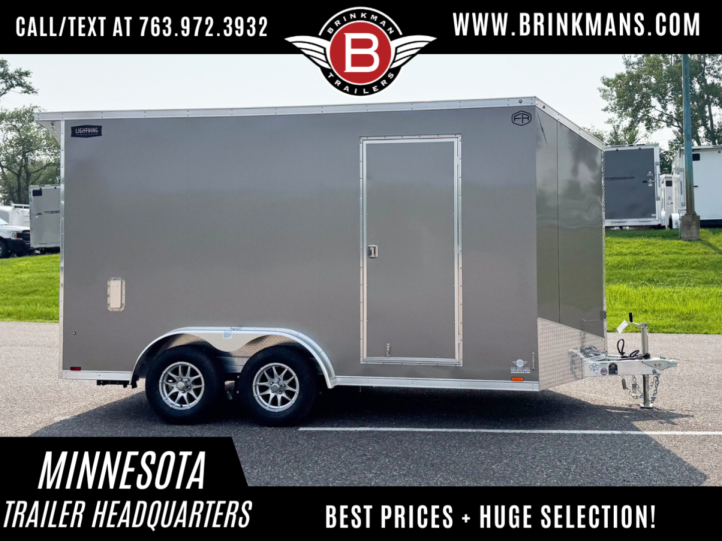 New Lightning 7.5x14 Aluminum Enclosed Trailer - Rear ramp door!