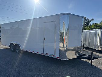 New 2026 Arising 8.5X24 TANDEM AXLE 10000 LB GVWR Cargo / Enclosed Trailer WITH .080 WHITE COMPOSITE EXTERIOR, 7FT INTERIOR HEIGHT, REAR RAMP DOOR, FULL TUBULAR FRAME