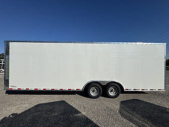 New 2026 Arising 8.5X24 TANDEM AXLE 10000 LB GVWR Cargo / Enclosed Trailer WITH .080 WHITE COMPOSITE EXTERIOR, 7FT INTERIOR HEIGHT, REAR RAMP DOOR, FULL TUBULAR FRAME