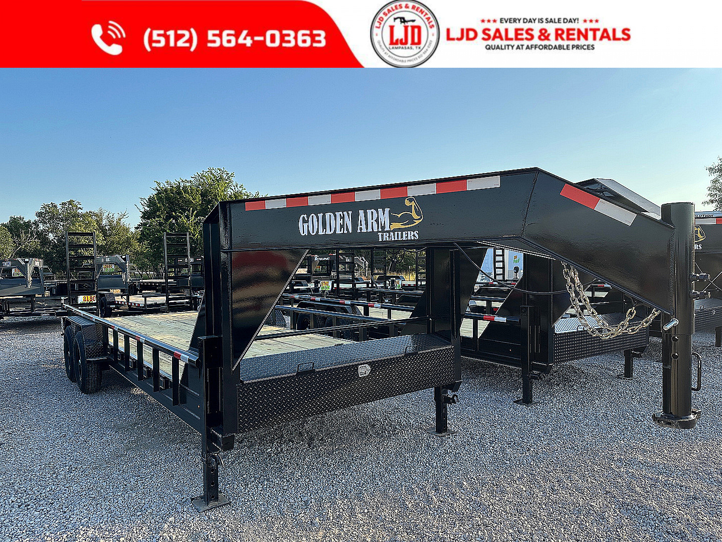 New 2025 Golden Arm 83" x 24' Low Boy Gooseneck Trailer - 14 Ply