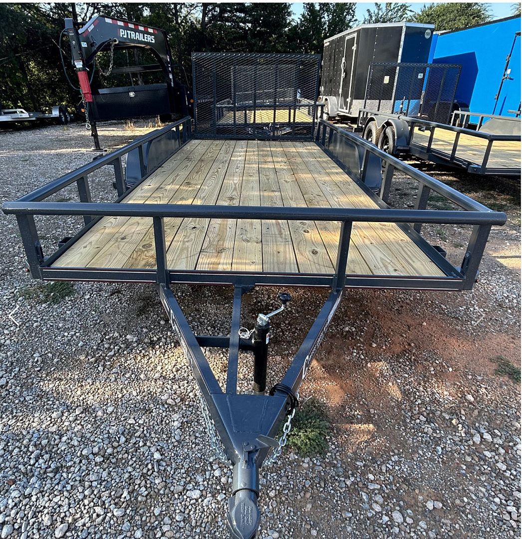 New 2025 Coffee Creek MFG 83x16 Tandem Axle(3500lbs) Utility Trailer-Pipe Top