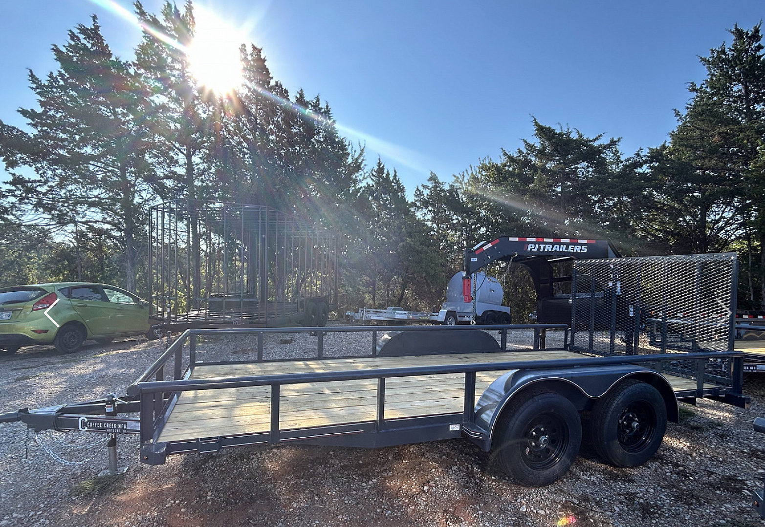 New 2025 Coffee Creek MFG 83x16 Tandem Axle(3500lbs) Utility Trailer-Pipe Top