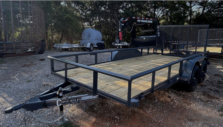 New 2025 Coffee Creek MFG 83x16 Tandem Axle(3500lbs) Utility Trailer-Pipe Top