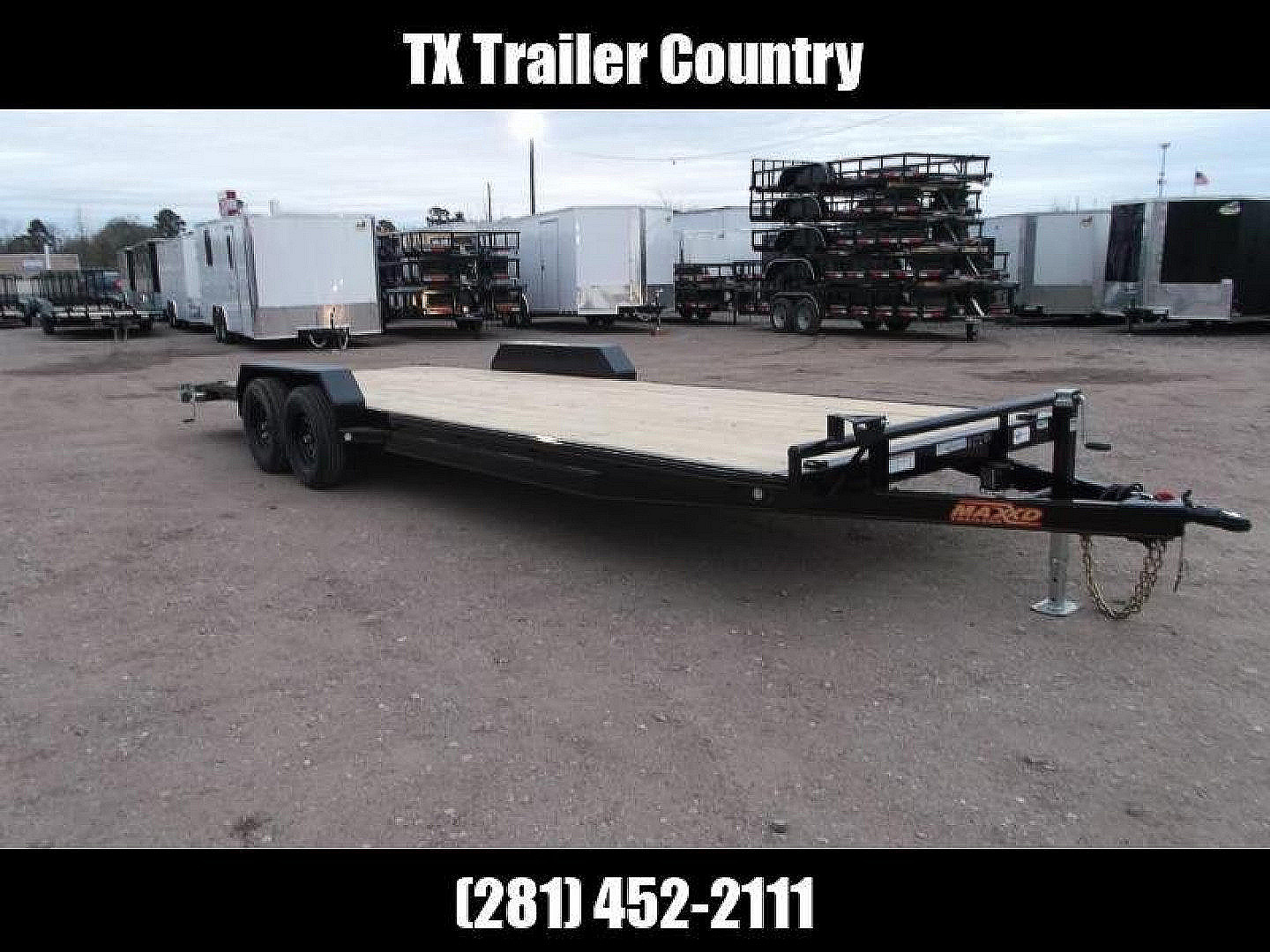 New 2026 MAXXD 83X24 10K C5X Car Hauler / Racing Trailer / Flatbed Trailer / 5200# Axles / Powder Coated / Dovetail / LEDs / 5ft Stow Away C-Channel Ramps