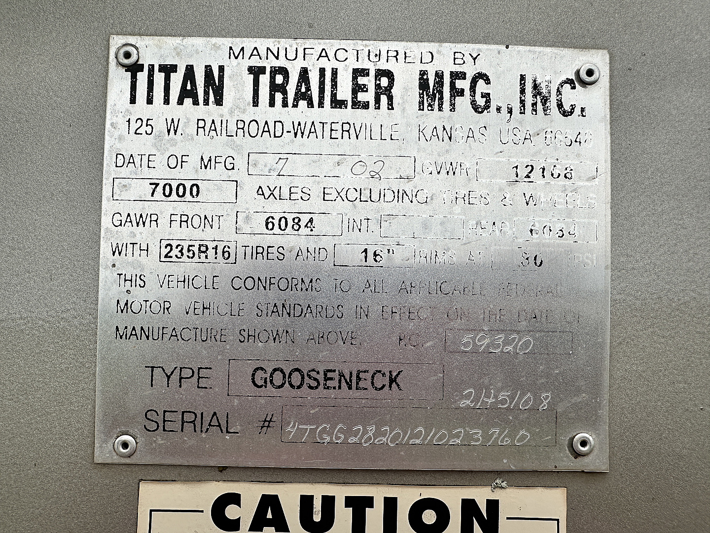 Used 2002 Titan Trailer 28' GN Stock / Stock Combo Trailer