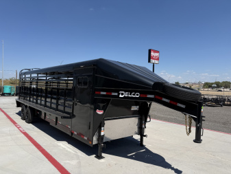New 2026 Delco 6'8"x28' GN Metal Top Livestock Trailer - MC Cowboy Deluxe