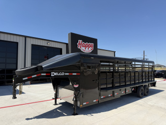 New 2026 Delco 6'8 x28' GN Metal Top Livestock Trailer - MC Cowboy Deluxe