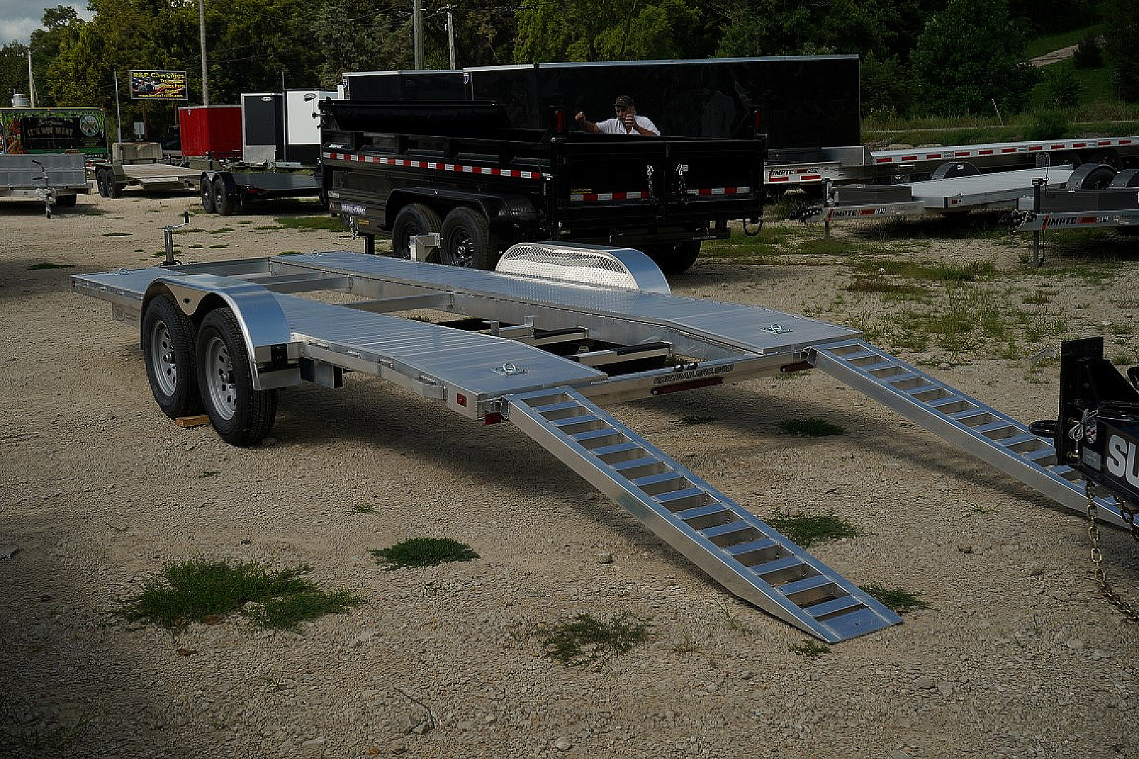 New 2026 R&R Trailers 718CHE Open Center Car Hauler 7K