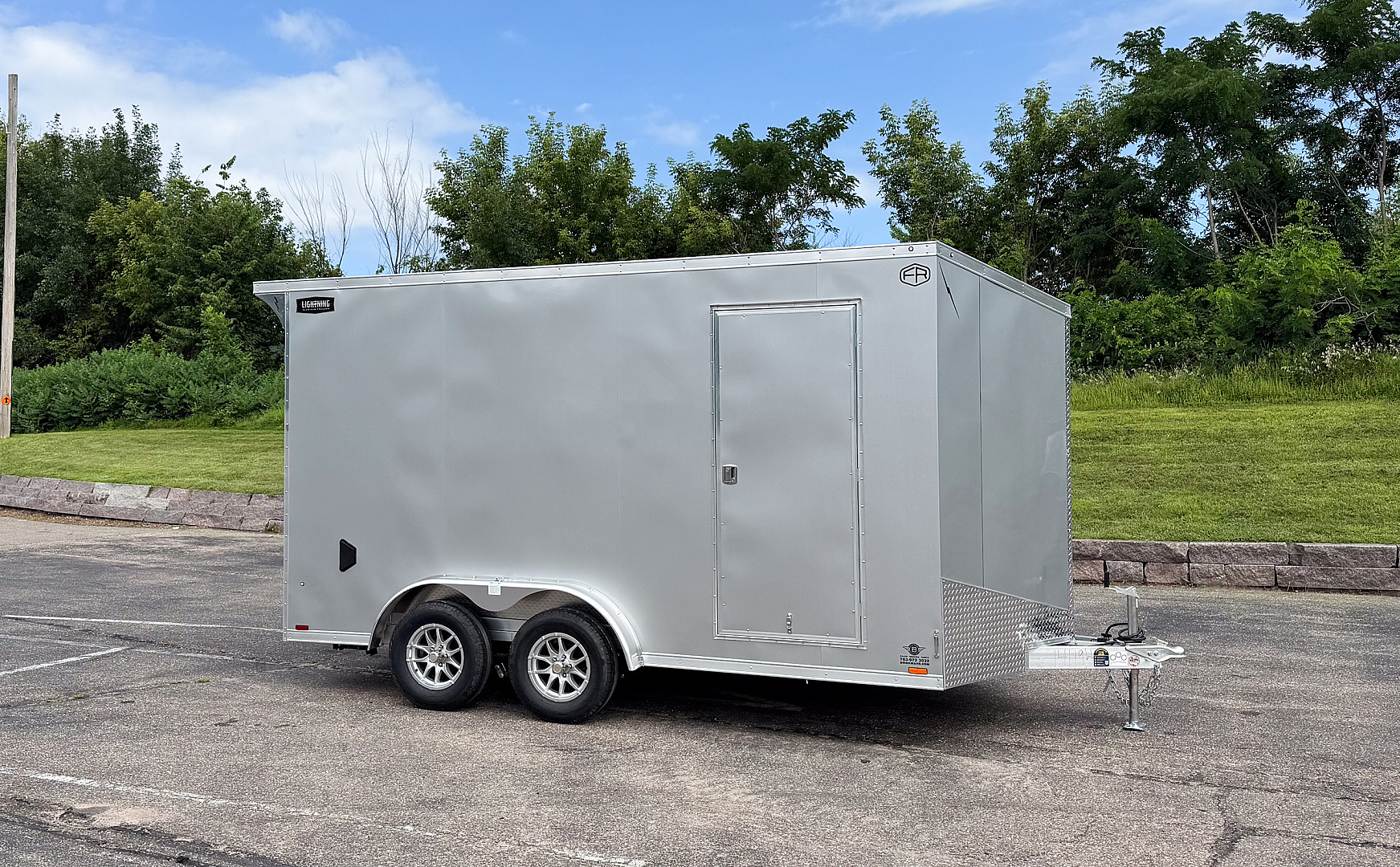 New Lightning 7.5x14 Aluminum Enclosed Trailer - Rear ramp door!
